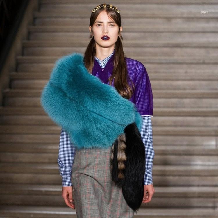 

Scarves Fur Scarf Shawl Winter Style Warm And Fashionable, Blue;gray