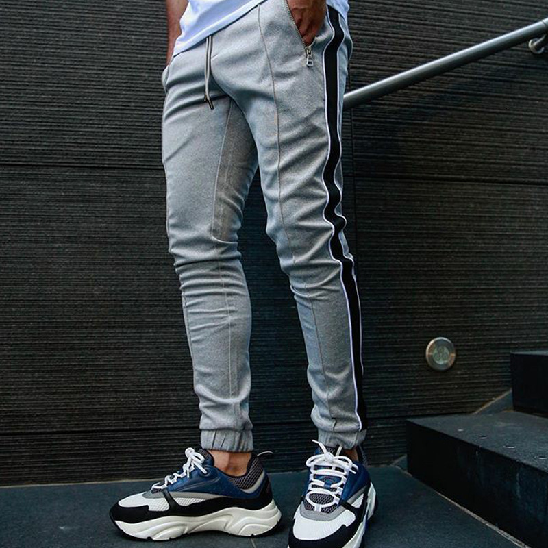 

pants trousers muscle brothers autumn and winter sports men's cotton fitness training leg, Black