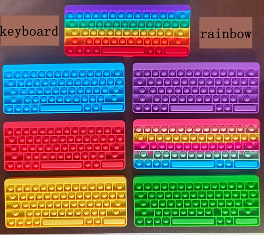 

Keyboard Shape Fidget Rainbow Toy with Letter Party Favor Silicone Stress Reliever Dimple Sensory Toys by sea LLA0909