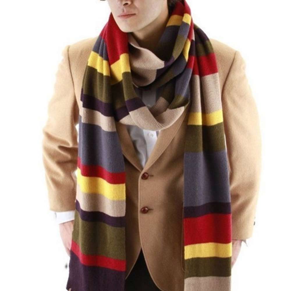 

Dr Who Fourth 4th 12' DELUXE Tom Baker Warm Soft Knitted Striped Scarf Cosplay Costume Gift 365cm*23cm & 200cm*16cm, Blue;gray