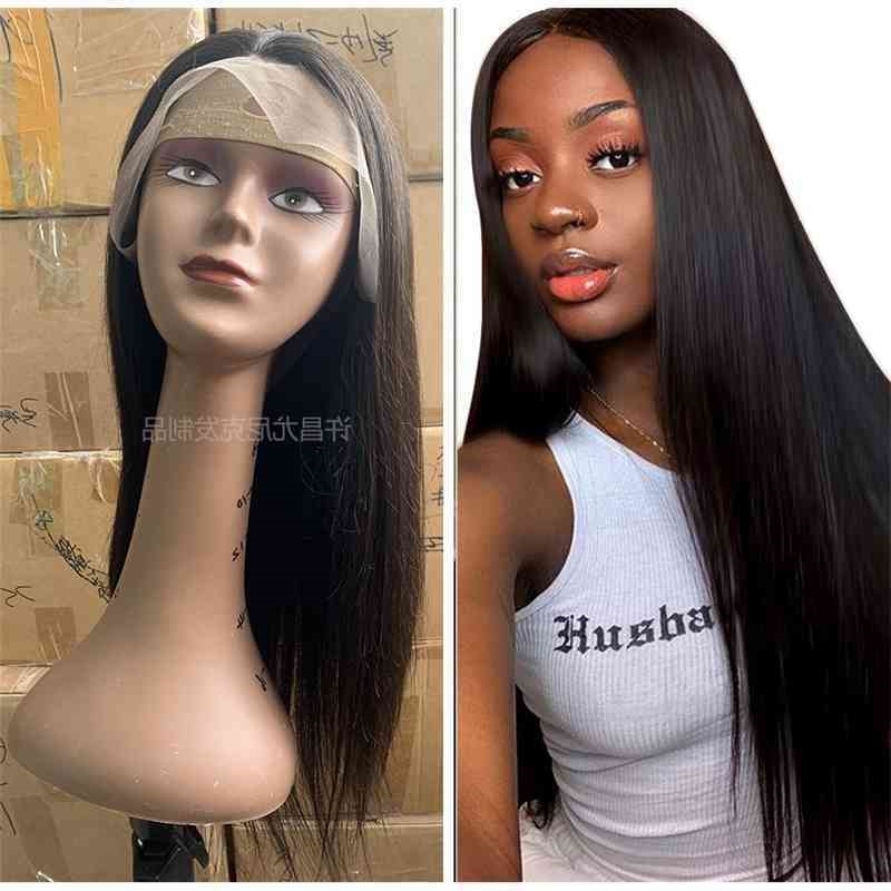 

front strip Natural color lace 13 * 4 straight female long real hair headgear
