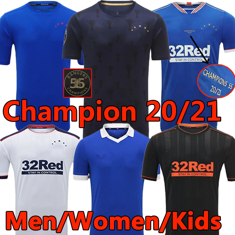 

Champion 20/21 Glasgow Rangers soccer jerseys Retro special version DEFOE HAGI MORELOS KENT STEWART Adult + Kids Kits Women 2022 Training football jersey, Black