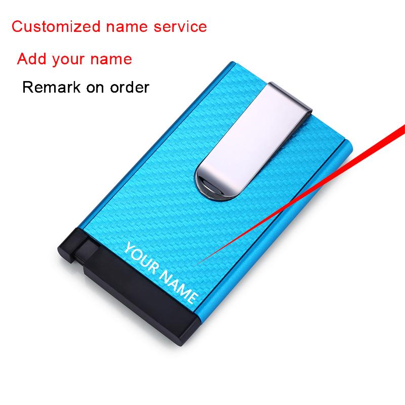

Men Women Durable Slim Travel Leather Bank Wallet Business ID Card Holder Case Carbon Fiber Wallets, Blue