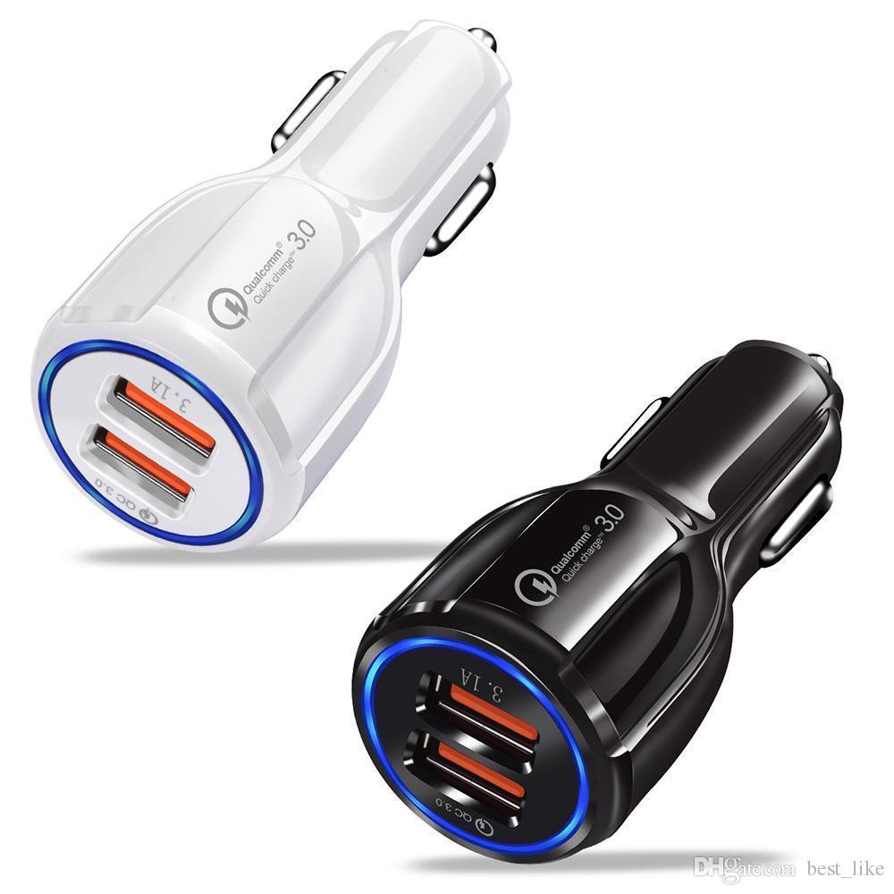 

Car charger QC 3.0 Dual Usb Port High Speed Quick Charging 3.1A Adapter for samsung htc android phone Universal