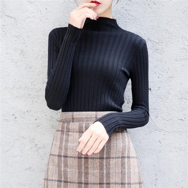 

Women's Sweaters Kruleepo Mock Neck Sweater For Women Lady Tops Autumn Winter Pullover Inner Cloths Slim Fit Base Shirt, White;black