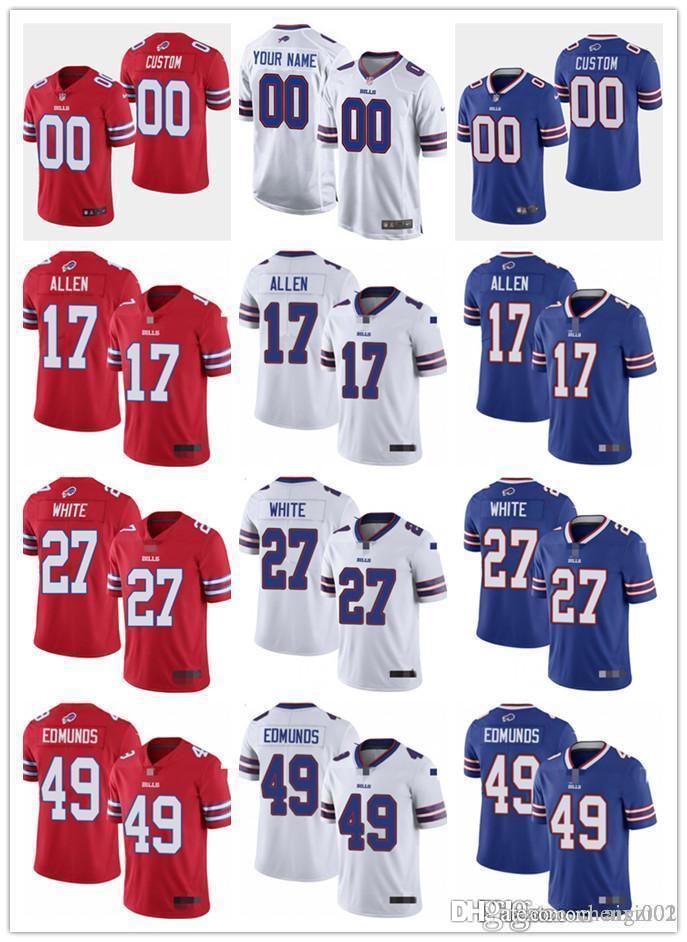 

Mens Womens Youth Buffalo Bills 17 Josh Allen 49 Tremaine Edmunds 26 Devin Singletary Blue White red custom Football Jerseys, Black;red