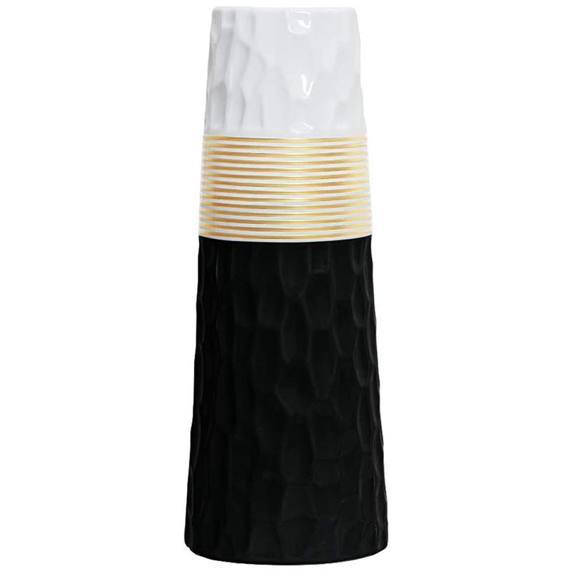 

Vases 11 Inch Black White Gold Finish Ceramic Flower Vase Home Decor And Table Centerpieces - Perfect Gifts