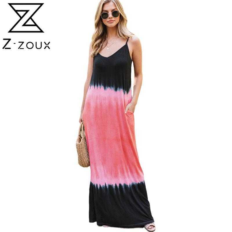 

Women Dress Gradient Color Spaghetti Strap Beach Loose Long Bohemian es Girl Fashion Summer es Plus Size 210524, Watermelon red