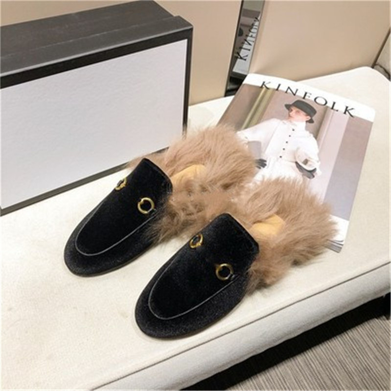 

Womens Ladies Mules Slippers Fur Wool Slide Half Metal Furry Sandals Casual Shoe Leather jnvhgf On Loafer Toe Sandal Outdoor Workout Loafers Females Slides