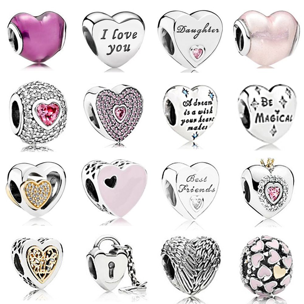 

NEW 2020 100% 925 Sterling Silver 791812EN40 SWEET LOVE HEART CHARM Charm Fit DIY Women Original Bracelet Fashion Jewelry