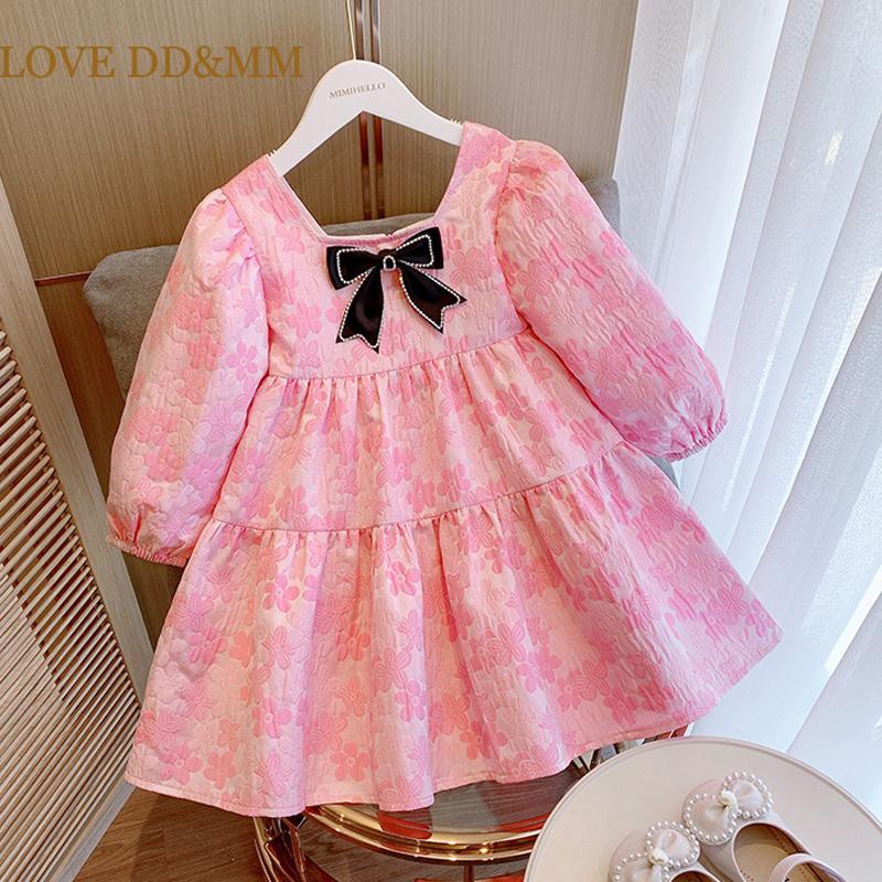 

Girl's Dresses LOVE DD&MM Girls Bow Princess Dress Autumn Flower Kids Party Stitching Geometry Clothes Children Clothing Vestidos 3-8, Red;yellow