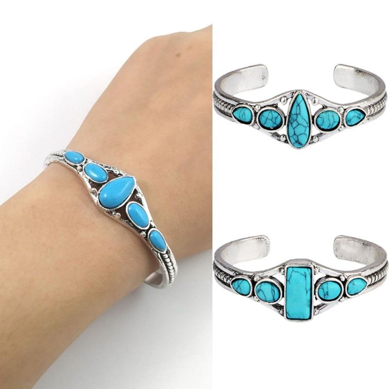 

Bangle Vintage Retro Turquoise Opening Jewelry Bohemian Adjustable Bracelet