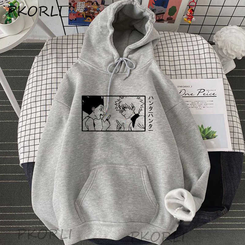 

Ovesized Hoodie Gon and Killua Men's Sweatshirt Harajuku Streetwear Anime Hunter X Hunter Hoodies Pullover Clothes P0803, Black