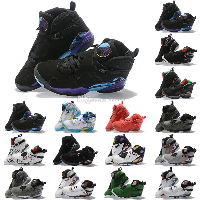 

Top Fashion Jumpman 8 8s Mens Satin Retro Basketball Shoes White Multicolor Doernbecher Aqua Black Trainers Sneakers 40 -47, As photo 1