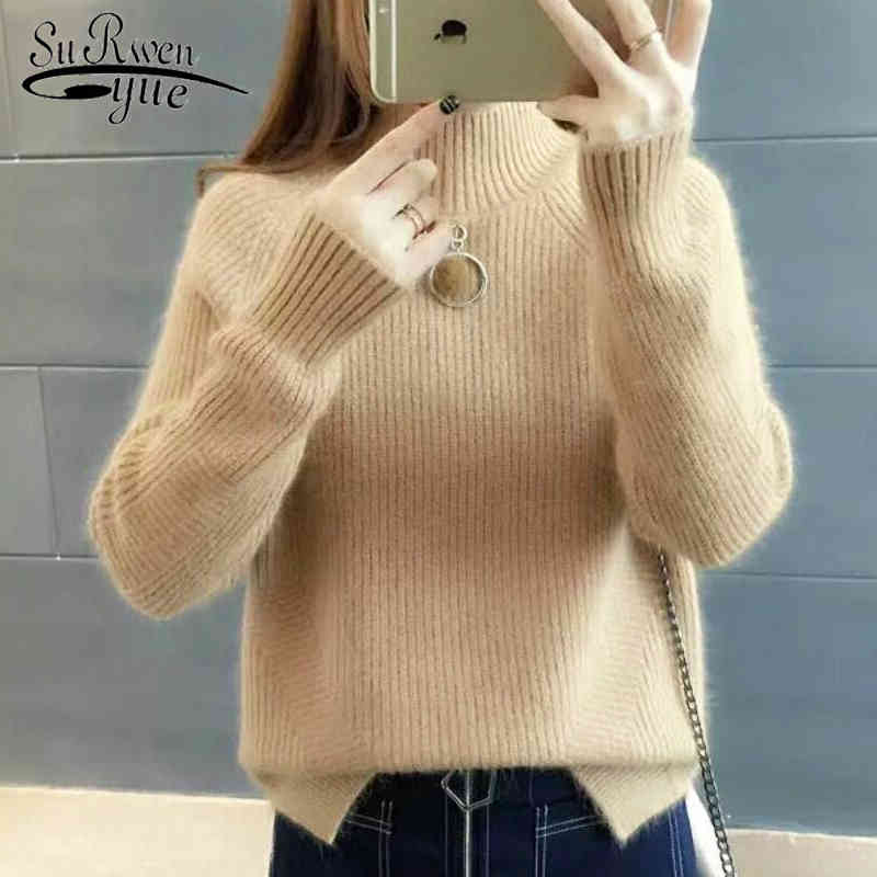 

winter Knitted Casual Women Sweaters Elegant Clothing Long Sleeve Turtleneck Tops Blouses 5773 50 210518, Beige