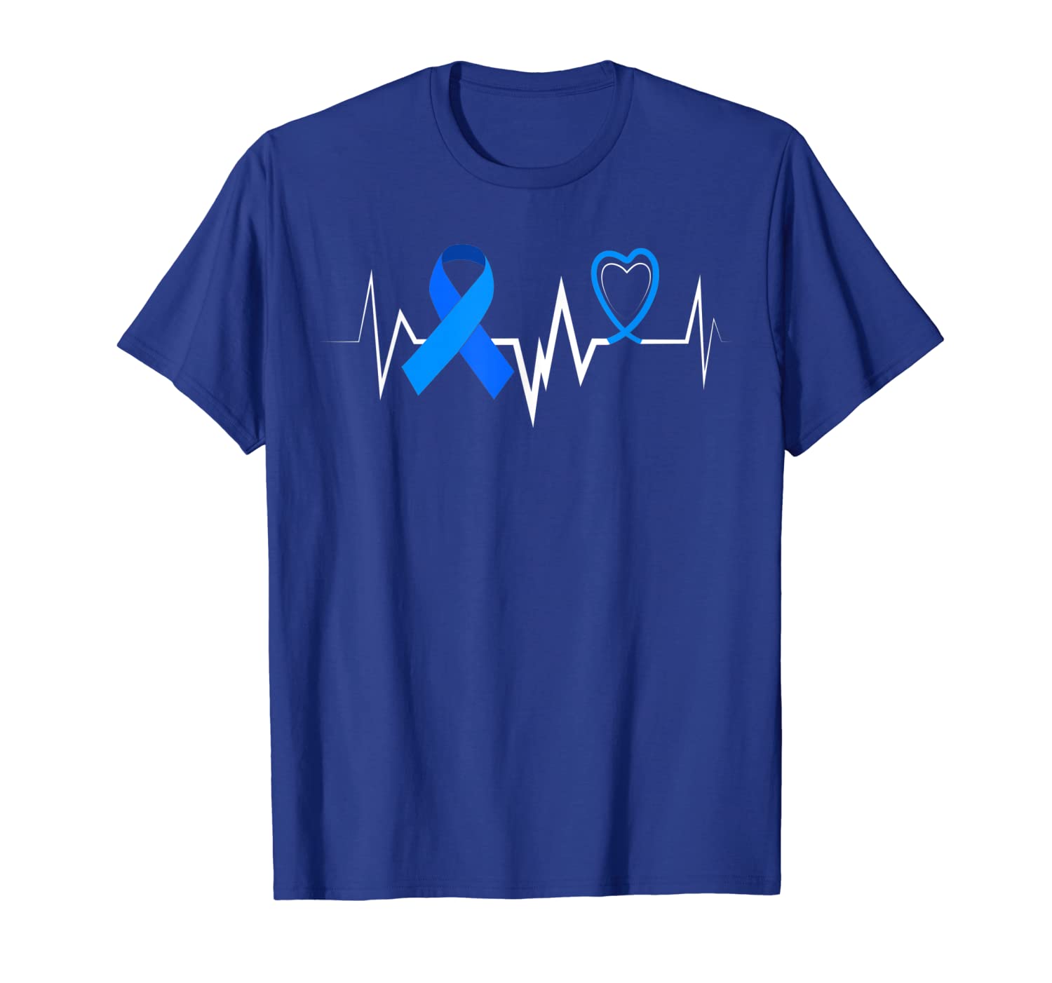 

Heartbeat Colorectal Ribbon Colon Cancer Awareness Shirt, White;black