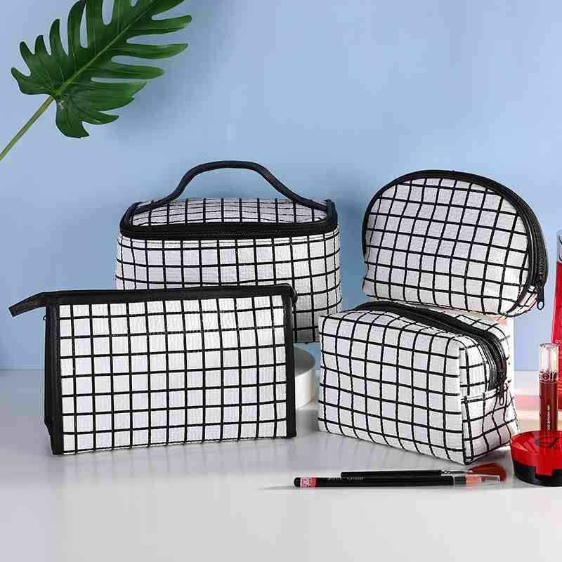 

Lattice cosmetic 2021 new super hot women Pu large capacity Travel Cosmetic storage bag multifunctional, Check envelope