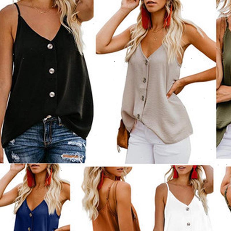 

summer women shirts spaghtti strap blouse casual sleeveless buttons adjustable v neck ladies chiffon blouses, White