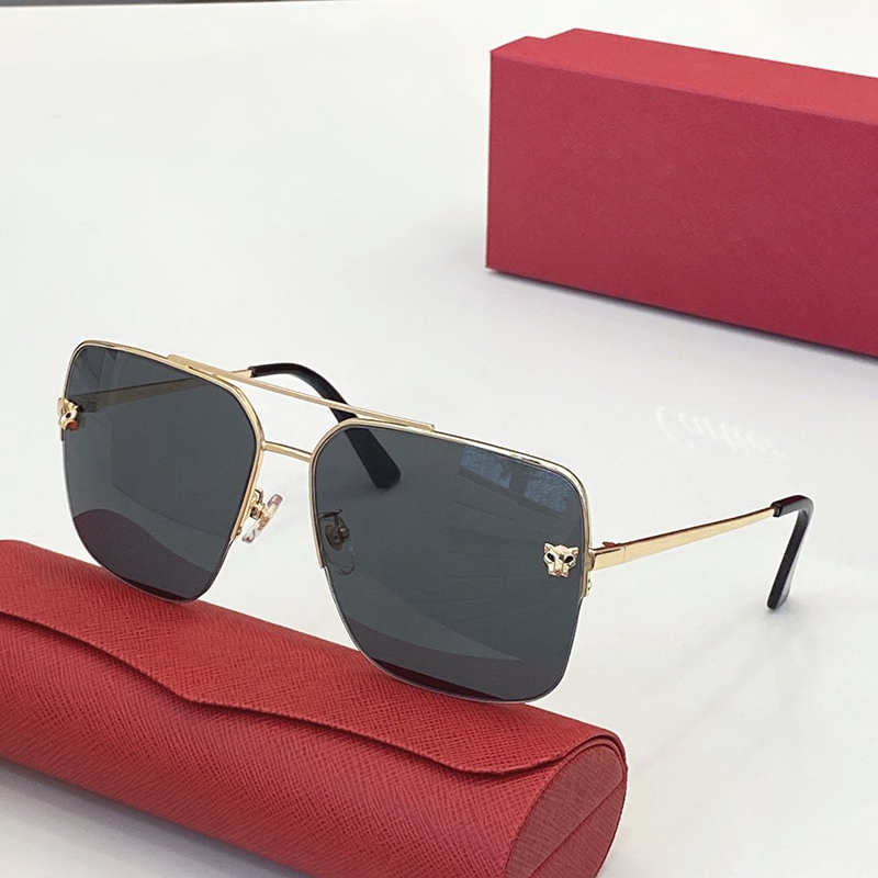 La nouvelle mode lunettes de soleil marque aviateur de luxe de luxe classic carré verre hommes lunettes lunettes métaux cadre léopard tête lunett