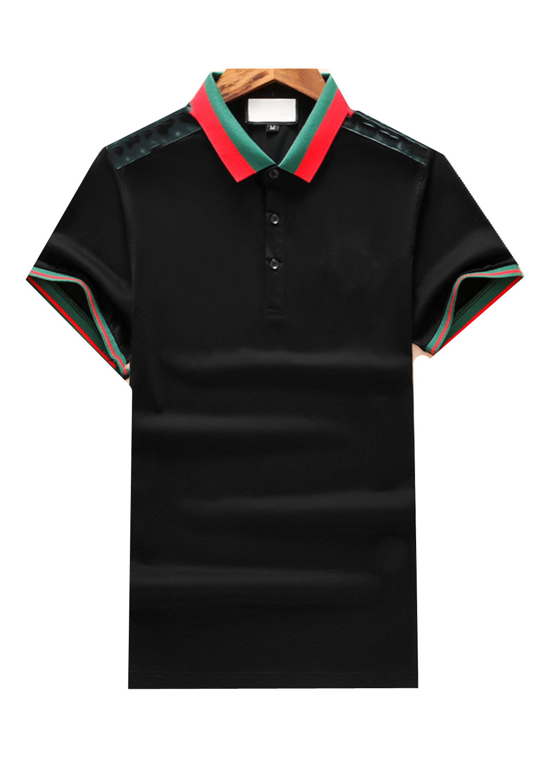 

2022 Mens Polos Printed Shirt Cartoon 100% Cotton Short Sleeve Camisas Stand Collar Male Shirts -3XL#20, Black