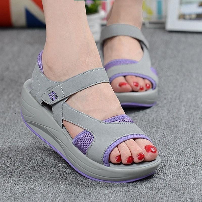 

Dress Shoes Sandals 2021 Women Platform Wedges Swing Casual Comfortable Non-slip Breathable Ladies Mesh Open Toe, Blue