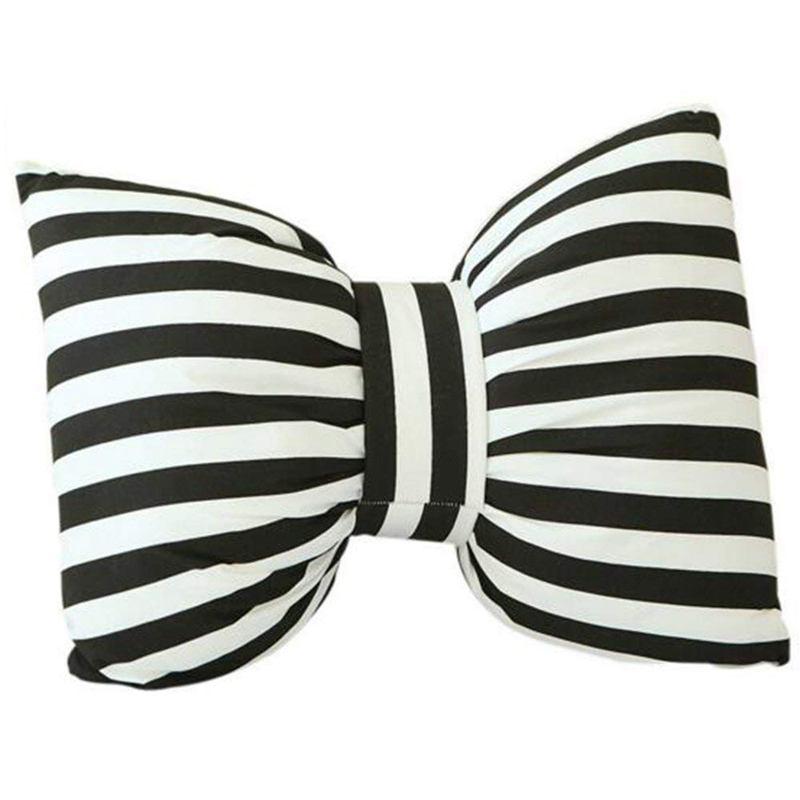 

Cushion/Decorative Pillow Black And White Striped Bow Sofa Decor Cushions