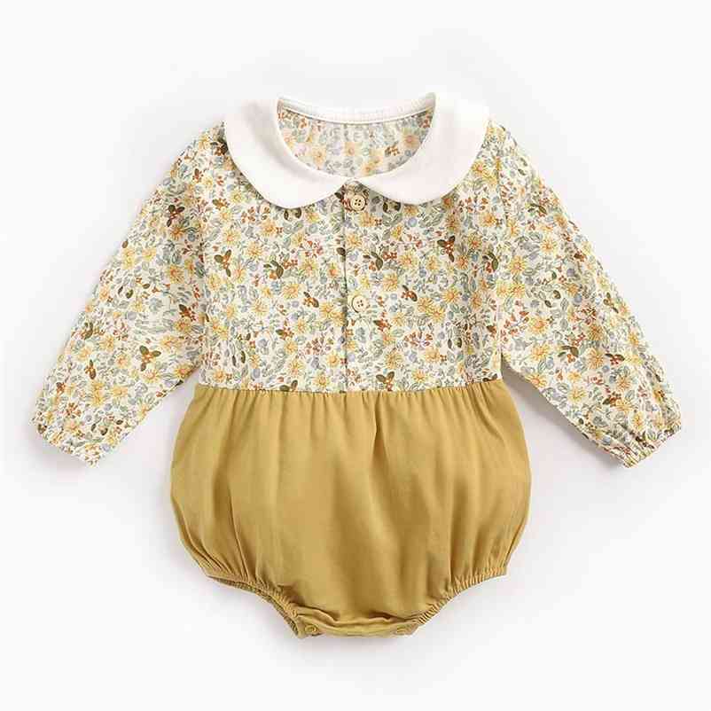 

Bear Leade Girls Baby Flowers Rompers Spring Autumn born Floral Casual Clothes Infant Patchwork Outfits Toddler Cute Suit 210429, Ah4309green