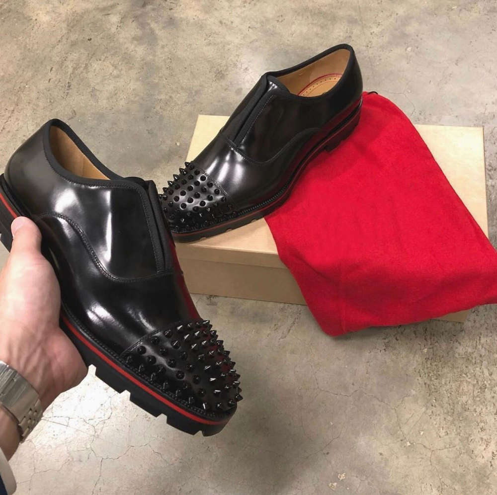 

Successful Man Loafers For Wedding,Dress,Party Luxury Red Bottom Hubertus Mens Oxford Walking Genuine Leather Lug Sole Moccasin Walking Shoe anystar