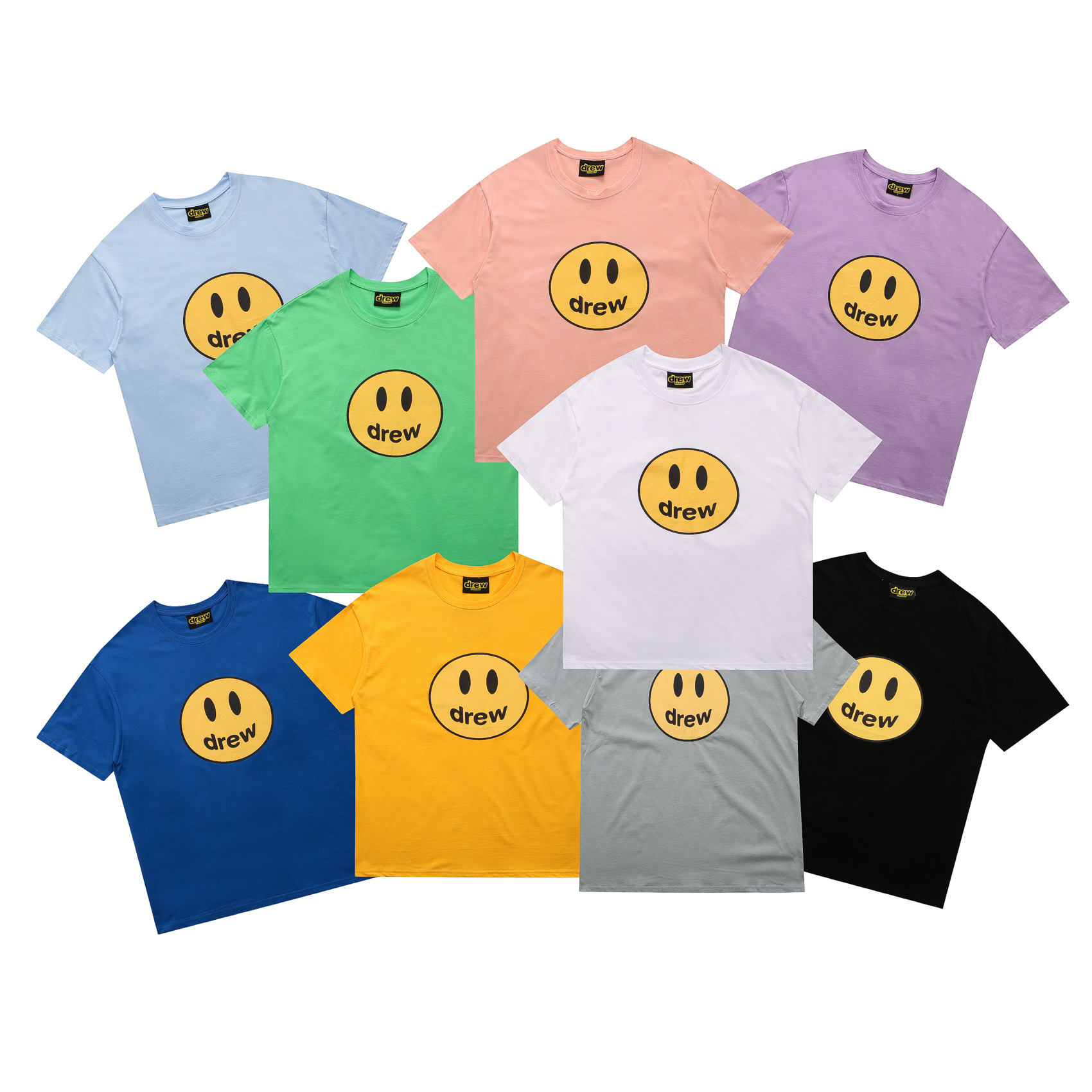 

Drew basic smiley face print Bieber short-sleeved Tee, White