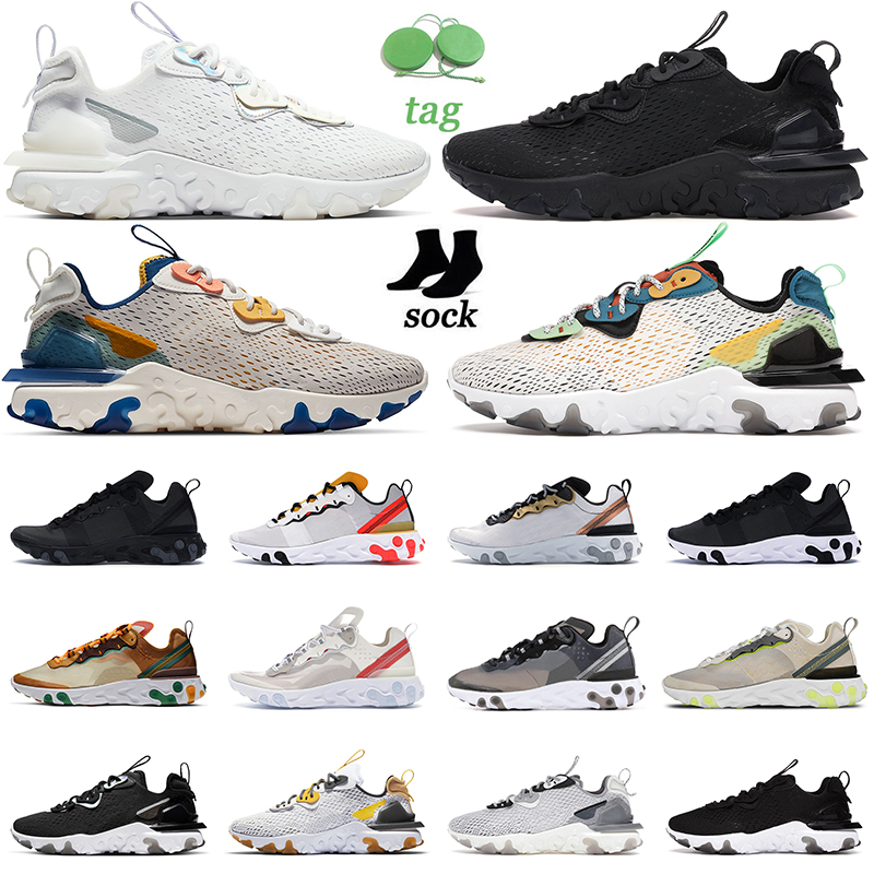 

React Element 87 55 Men Running Shoes Vision Triple Black White Iridescent Anthracite Desert Sand Orange Peel Vast Grey Mens Women Trainers Sports Sneakers, 55 36-45 metallic gold