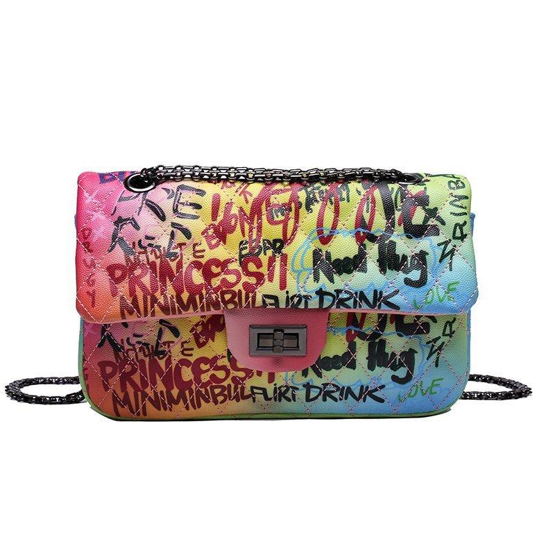 

2021 Luxury Graffiti Messenger Brand Shoulder Bag Large Tote Designer Leather Handbags Ladies Bolsos Feminina Bags, Same as picture