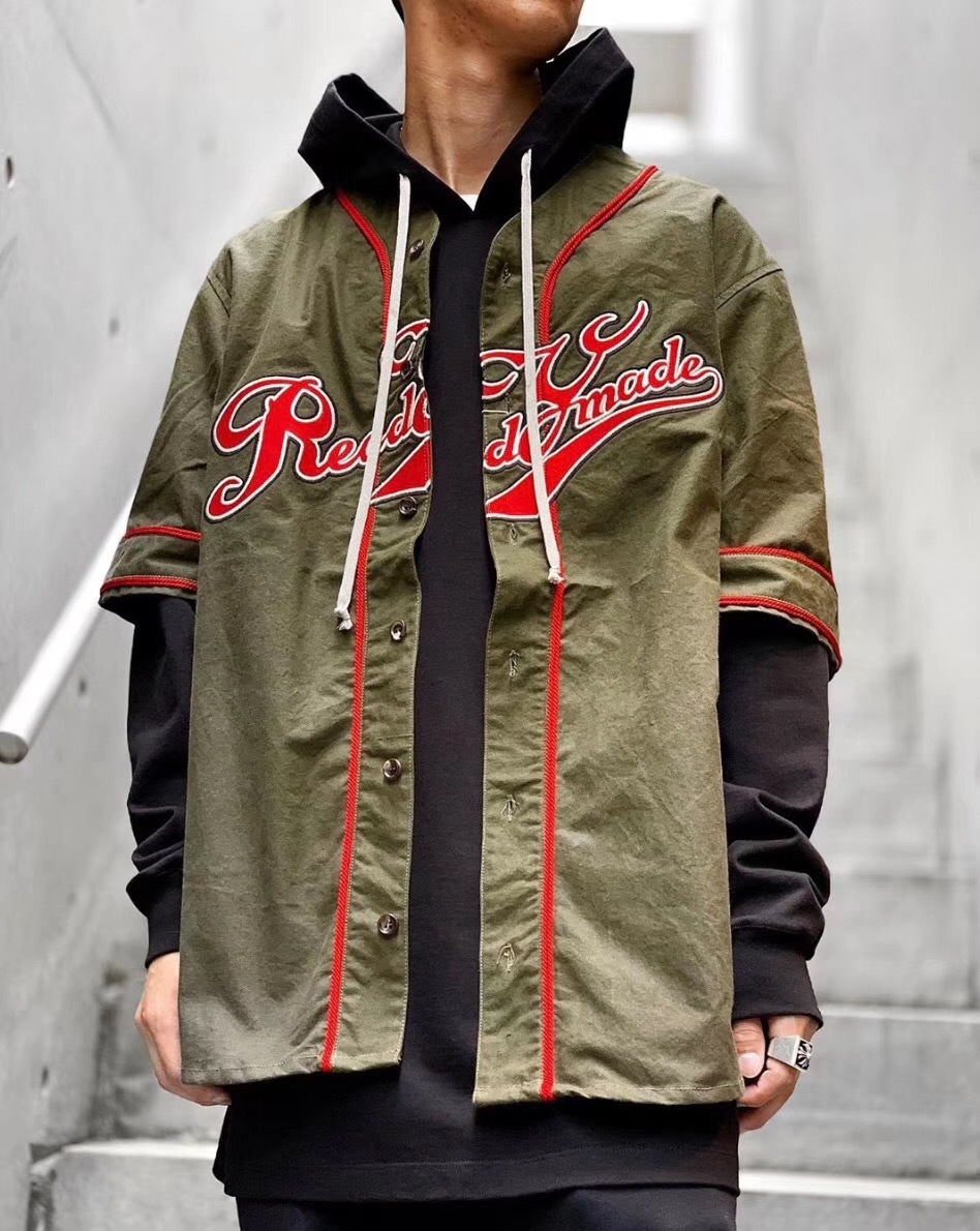 

Street Fashion High Street Readymade Army Antique Cloth Stickers Embroidered Boxing Baseball Short Sleeve Shirt Jacket Men's and Women's, White;black