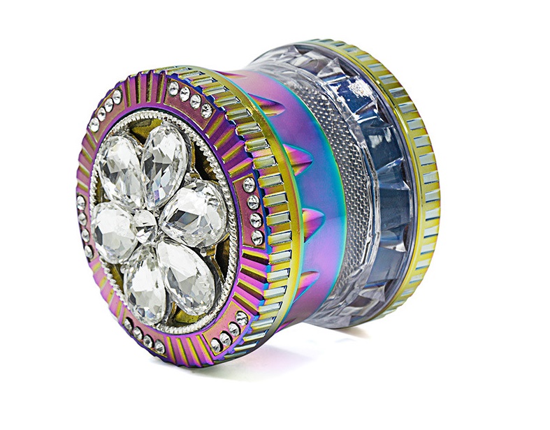 

60 mm 4 Layer With Drill Flower Waist Blue Zinc Alloy Smoke Mill Grinding Smoking Grinder Tobacco Accessory Herb Grinders
