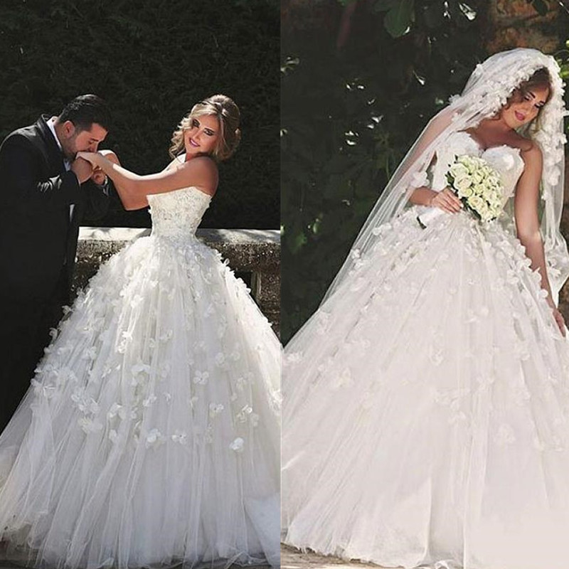 

Custom MAde 2022 Strapless Wedding Dresses Made Hand Flower Bridal Gowns Plus Size Ball Gown Wedding Dresse, White
