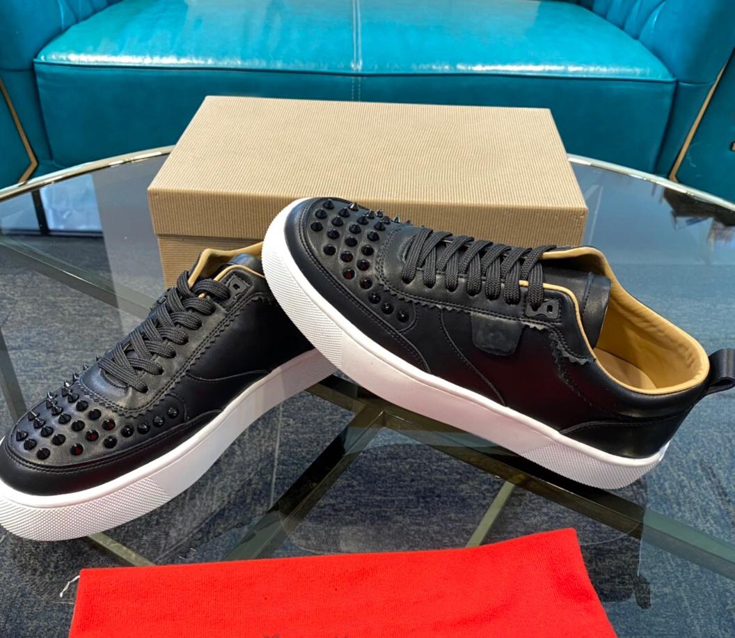 

2021 Red bottom size 5-14 New's Men Women Star Studdeds Casual Shoes Mesh Leather Camouflage Studded niuniu3 Combo Stars Metallic, Black