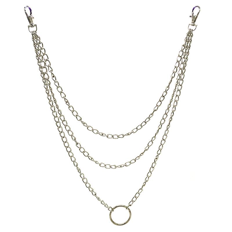 

Keychains Three Strands Metal Wallet Chain 3 Layer Rock Punk Hook Biker Trousers Pant Waist Link Belt Key Chains Men Jewelry