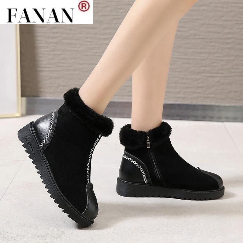 

Boots Mid-Calf Down Warm Zipper Women High Bota Waterproof Ladies Snow Winter Shoes Woman Plush Insole Feminina, Black