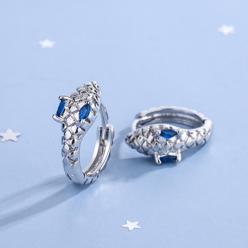 

Stud Wholesale Clip On Women Snake Hoop Earring Blue Diamond Animal Gift, Golden;silver