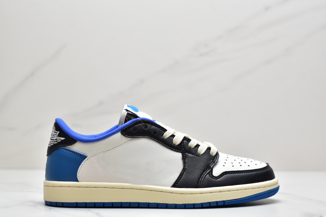 

2021 Travis Fragment 1 Low Basketball Shoes Men Blue White Black 1s Sports Sneaker