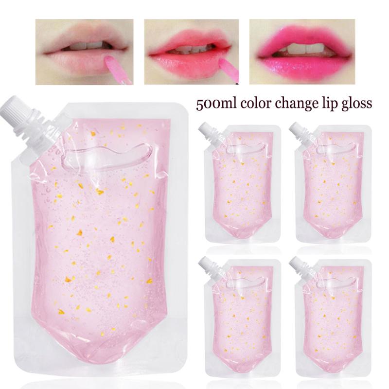 

Lip Gloss 5pcs 100ml Temperature Color Change Pink Moisturizing Liquid Lipstick Lipgloss Diy Base Material Gold Foil Added, 500ml