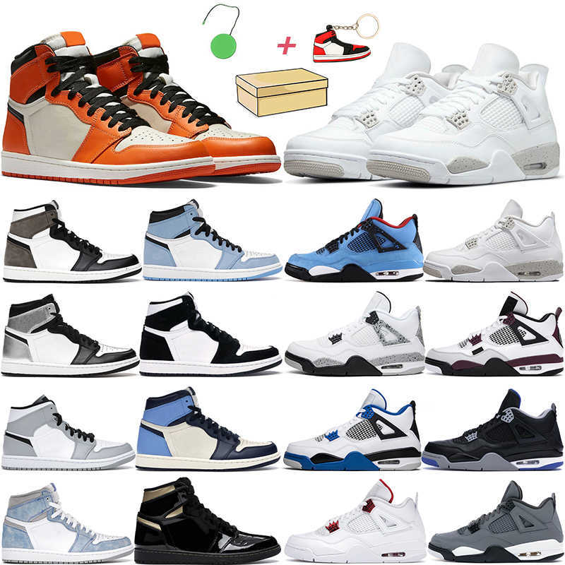 

2021 4s Basketball shoes men women jumpman 1s high OG Hyper Royal White Oreo University Blue Black cat Pure Money Flight Nostalgia mens, #6