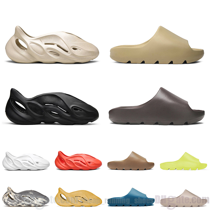 

men women slide slipper desert sand core orange bone mens slides black white beach fashion slippers, Color 5