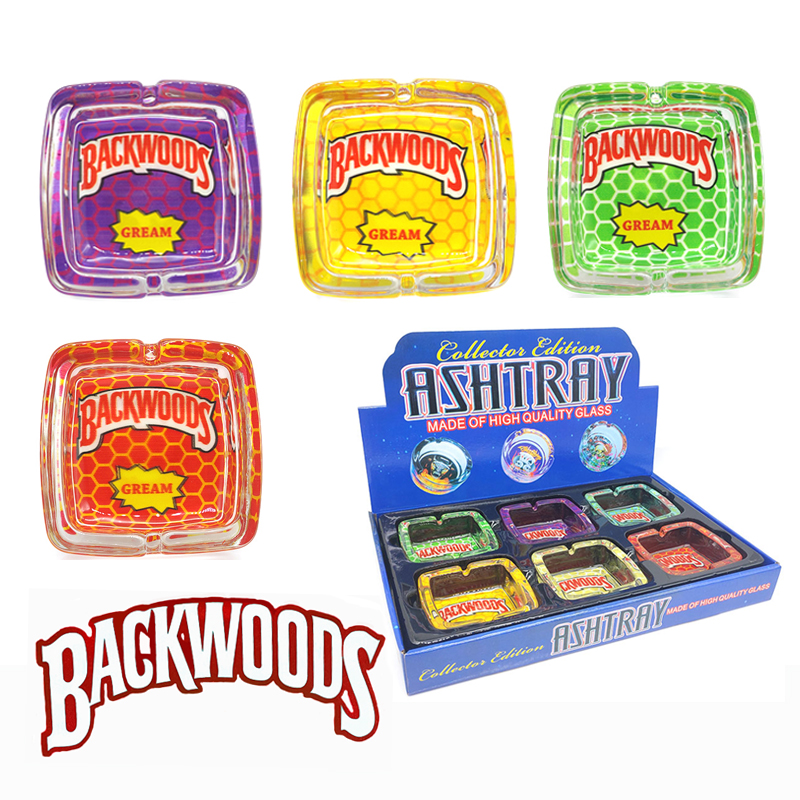 

Backwoods Runtz Runty Smoking Ashtray Luminous Square Shape Clear Glass Jar Accessories Holder For Tobacco Dry Herb DHL