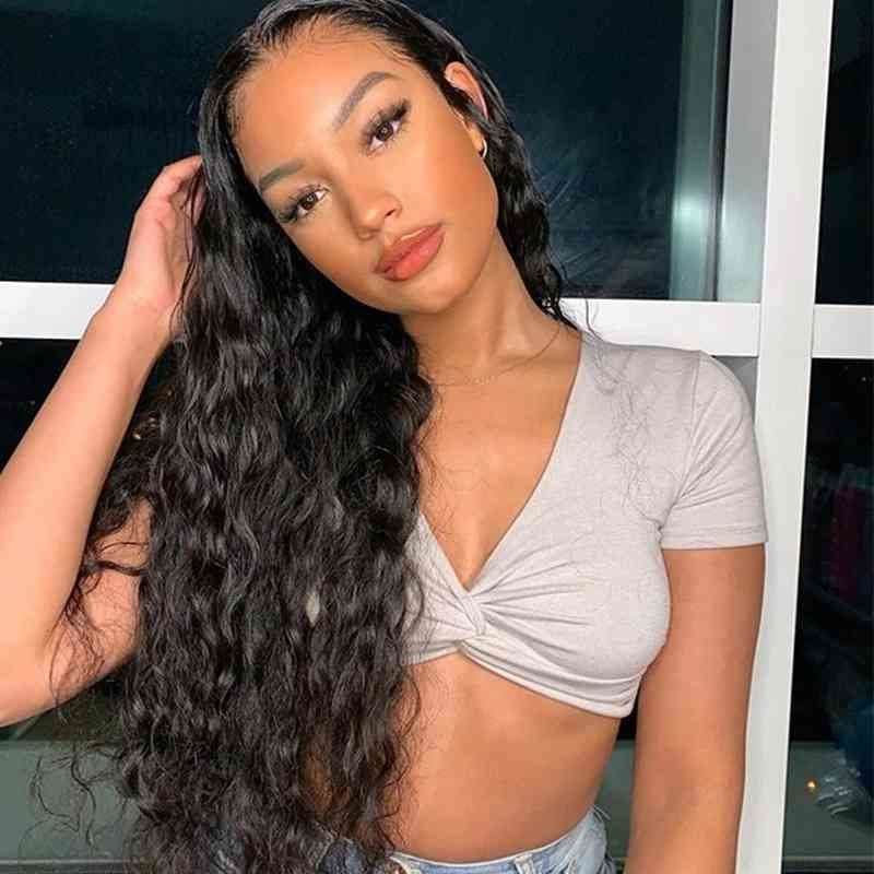 

middle Wig part women's black long corn perm small curly hair chemical fiber headgear female