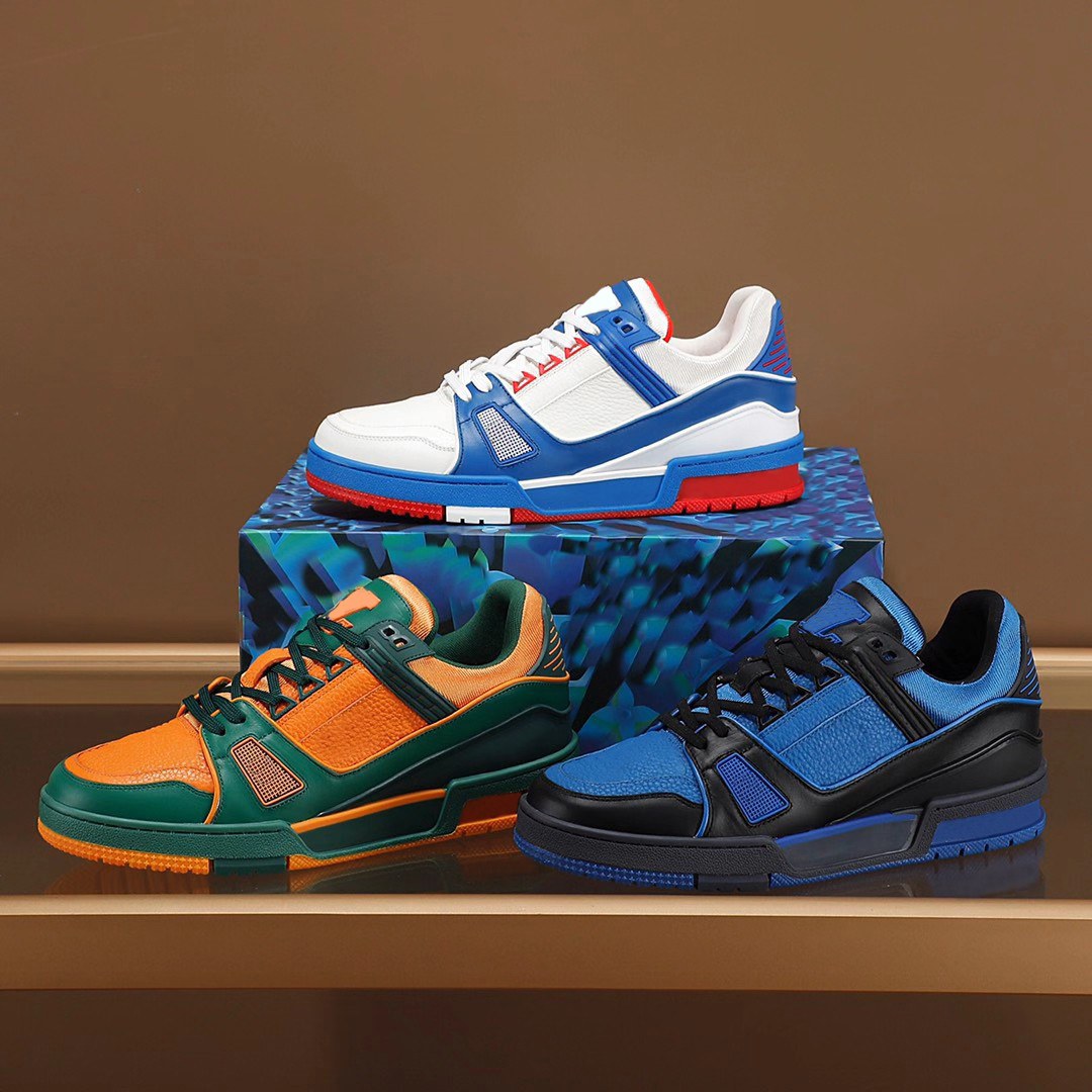 

2021 Womens Monogram Floral Casual shoes sneaker Classic Men Flat Printed Trainer Sneakers Top Designer Couples runners trainers shoe with box size 35-45, 23