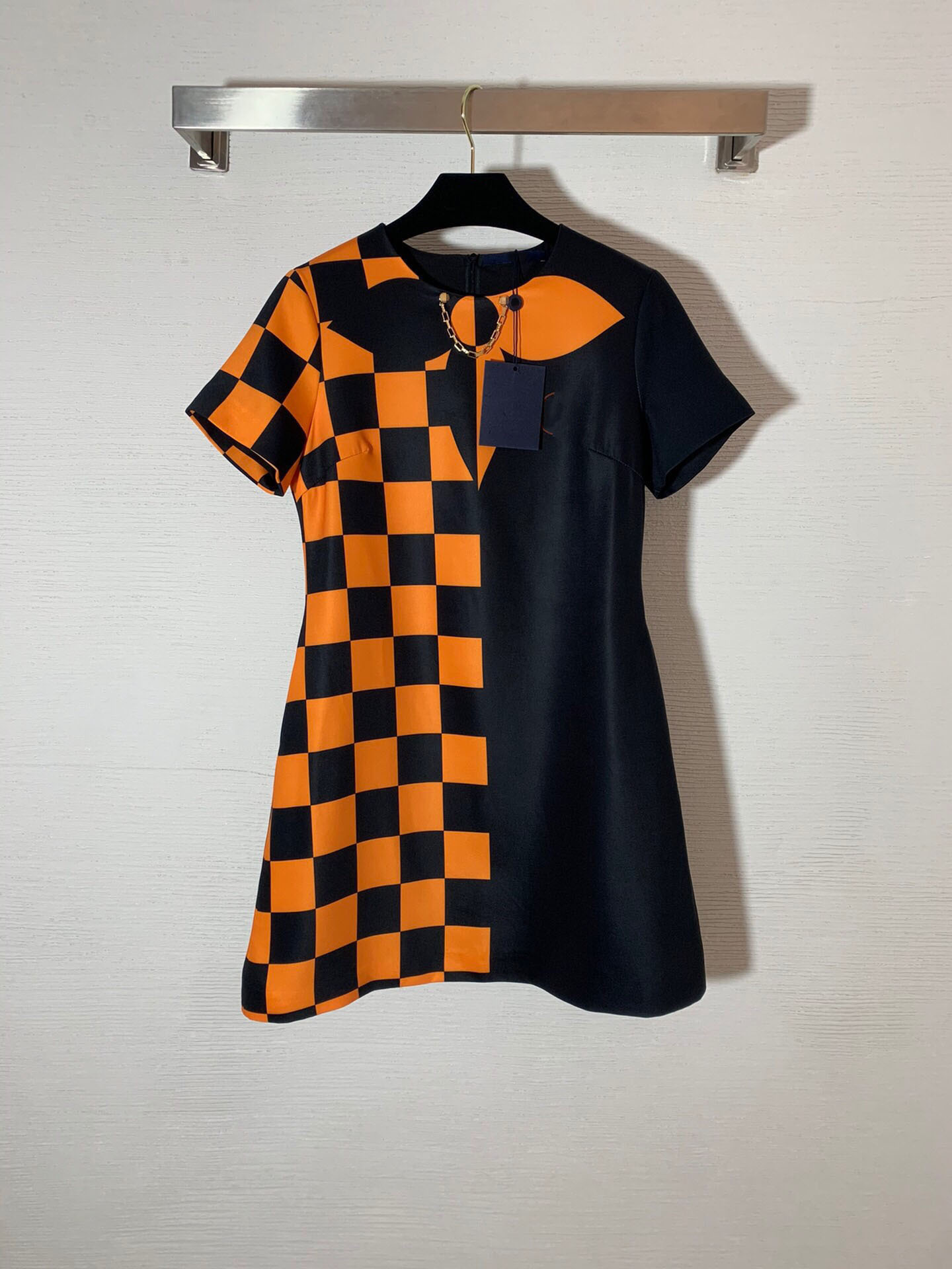 

320 XL 2021 Summer A Line Short Sleeve Dress Prom Fashion Crew Neck Flora Print Above Knee Brand Same Style Blue Apricot WEINISHI, Black