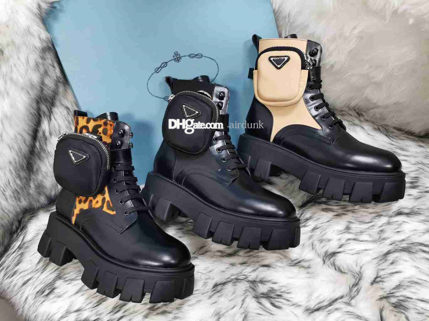 

Women Designers Rois Leather Boots Ankle Martin Boot and Nylon military inspired combat lady Outdoor Booties Shoes bouch attached to the ankle with bags 35-41, I need look other product