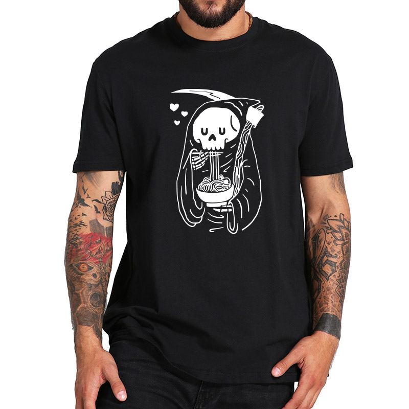 Ghost Ramen T Shirt Skull Original Graphic Tshirt Gifts 100% Cotton EU Size Short Sleeve Summer Streetwear Tops Tee-image-701317244