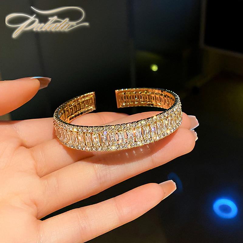 

Bangle PULATU Trendy Luxury Bangles Jewelry For Women Korean Fashion Designer Personalized Diamond Pulseras Mujer