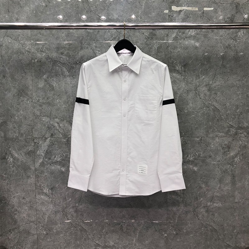 

Black Ribbon Designer Men' Shirt Solid White Fashion Slim Casual Oxford Cotton Blouse Top Quality Long Sleeve Original Korean Style Men shirts